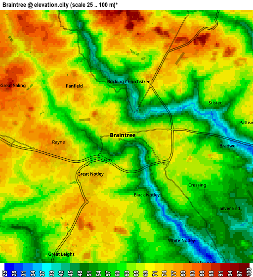 Zoom OUT 2x Braintree, United Kingdom elevation map