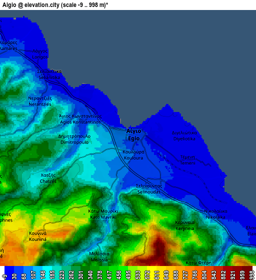 Zoom OUT 2x Aígio, Greece elevation map