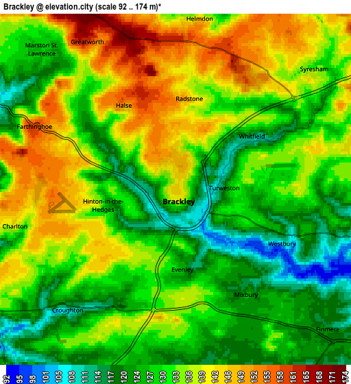 Zoom OUT 2x Brackley, United Kingdom elevation map