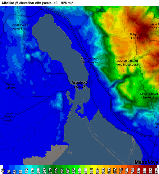 Zoom OUT 2x Aitolikó, Greece elevation map