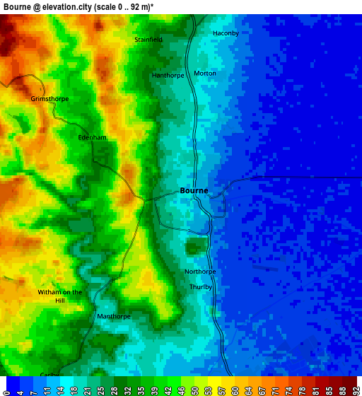 Zoom OUT 2x Bourne, United Kingdom elevation map