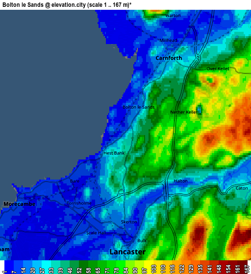 Zoom OUT 2x Bolton le Sands, United Kingdom elevation map