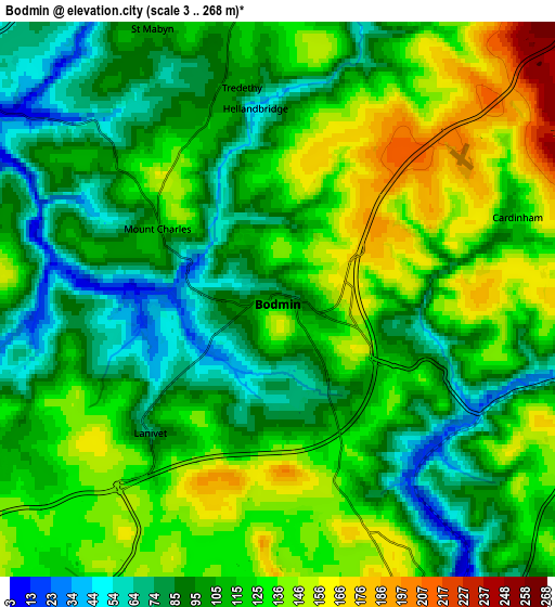 Zoom OUT 2x Bodmin, United Kingdom elevation map