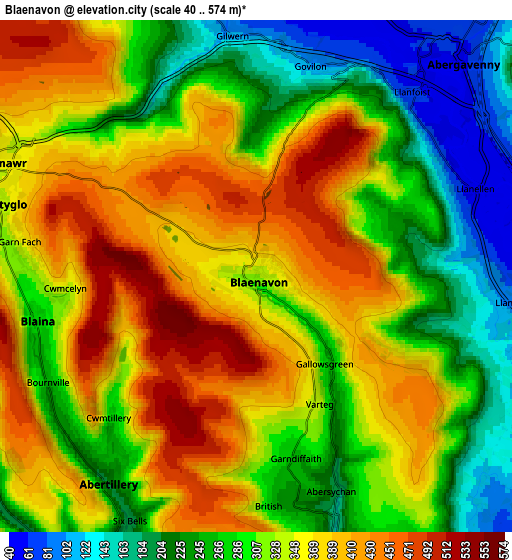 Zoom OUT 2x Blaenavon, United Kingdom elevation map