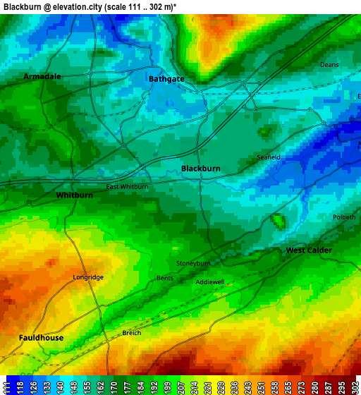 Zoom OUT 2x Blackburn, United Kingdom elevation map