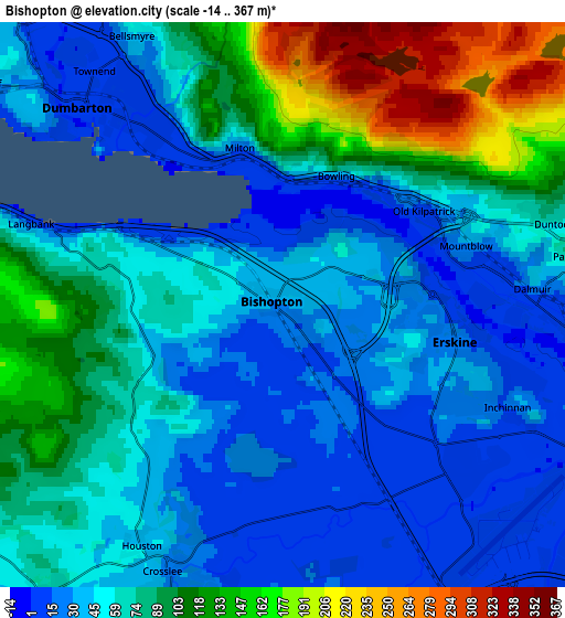 Zoom OUT 2x Bishopton, United Kingdom elevation map