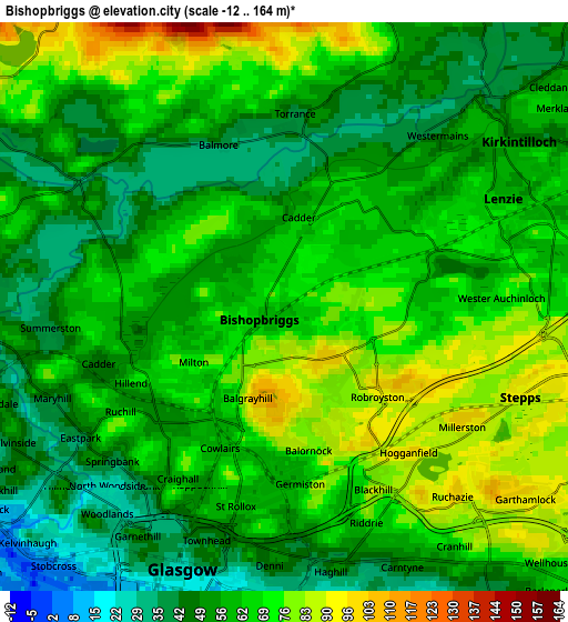 Zoom OUT 2x Bishopbriggs, United Kingdom elevation map