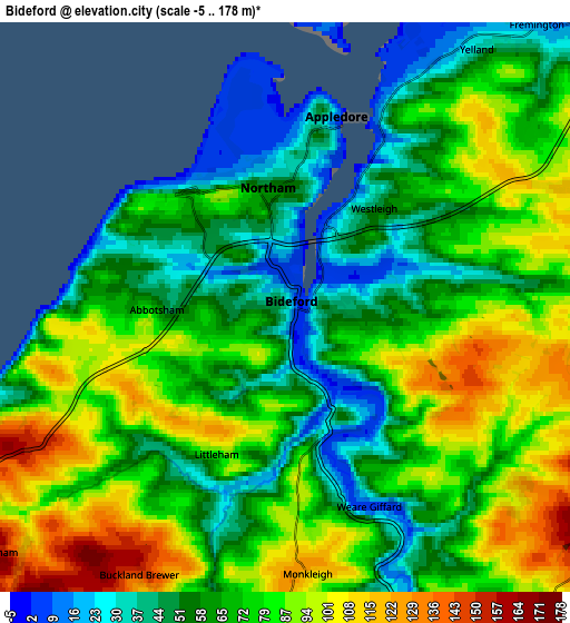 Zoom OUT 2x Bideford, United Kingdom elevation map