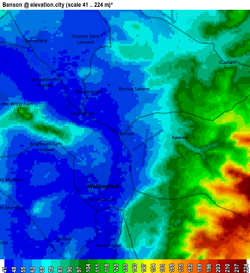 Zoom OUT 2x Benson, United Kingdom elevation map