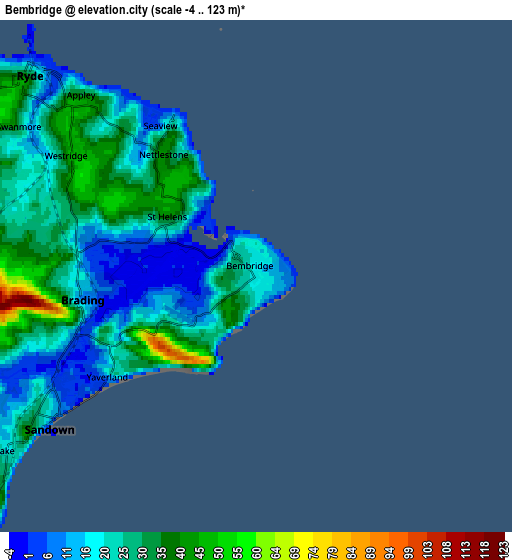 Zoom OUT 2x Bembridge, United Kingdom elevation map