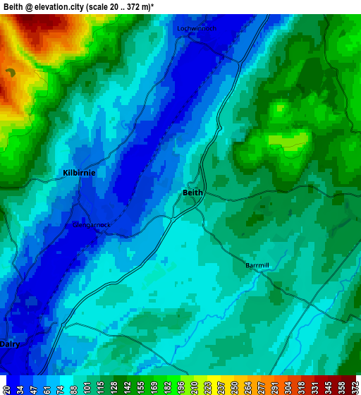 Zoom OUT 2x Beith, United Kingdom elevation map