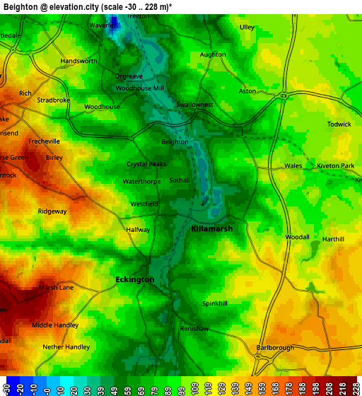 Zoom OUT 2x Beighton, United Kingdom elevation map
