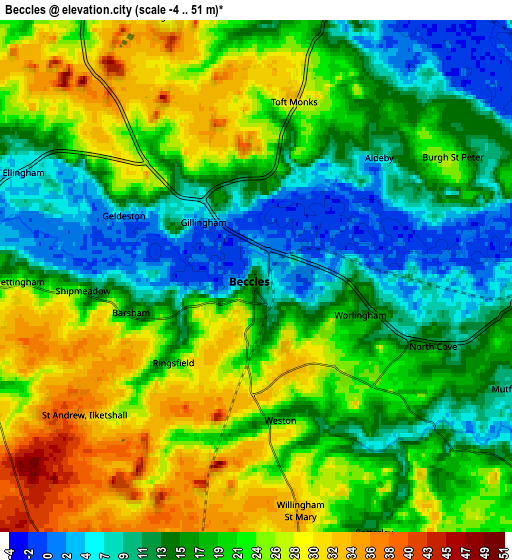 Zoom OUT 2x Beccles, United Kingdom elevation map