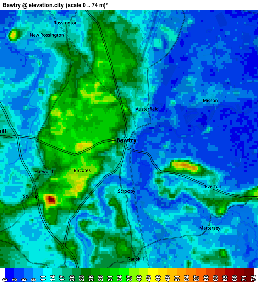 Zoom OUT 2x Bawtry, United Kingdom elevation map