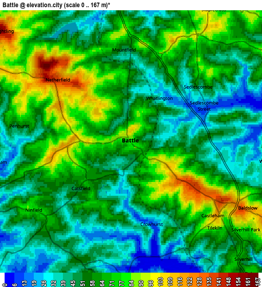 Zoom OUT 2x Battle, United Kingdom elevation map