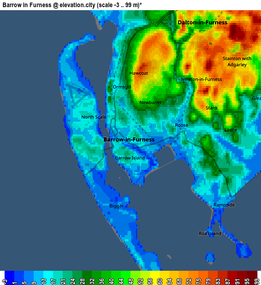 Zoom OUT 2x Barrow in Furness, United Kingdom elevation map