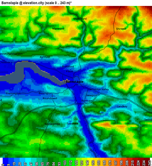 Zoom OUT 2x Barnstaple, United Kingdom elevation map