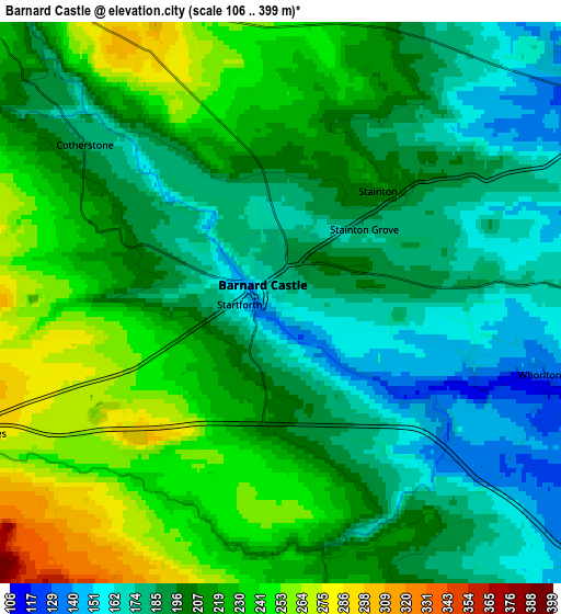 Zoom OUT 2x Barnard Castle, United Kingdom elevation map