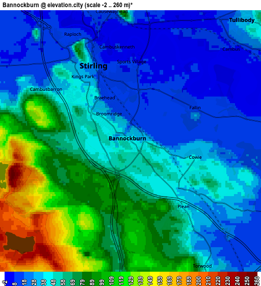 Zoom OUT 2x Bannockburn, United Kingdom elevation map