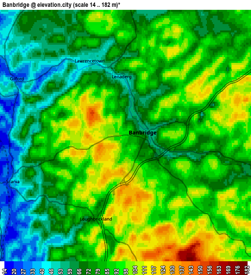 Zoom OUT 2x Banbridge, United Kingdom elevation map