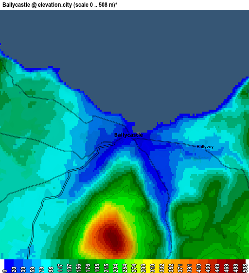 Zoom OUT 2x Ballycastle, United Kingdom elevation map