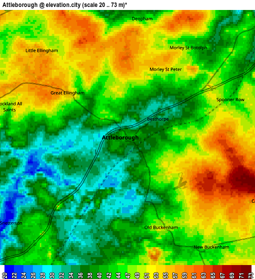 Zoom OUT 2x Attleborough, United Kingdom elevation map