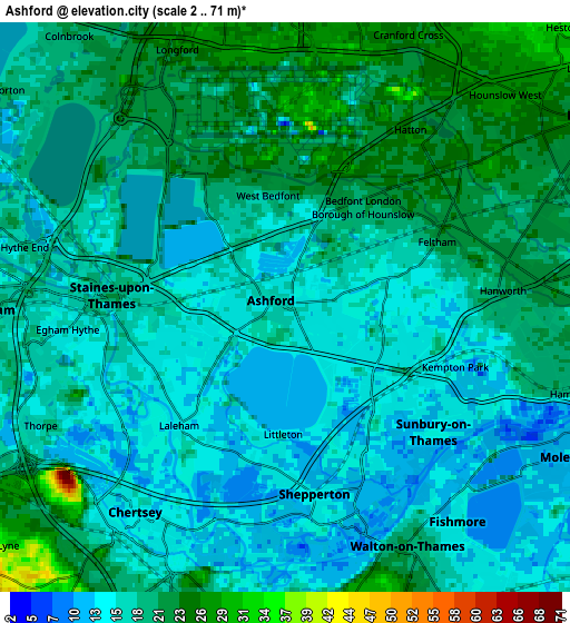 Zoom OUT 2x Ashford, United Kingdom elevation map