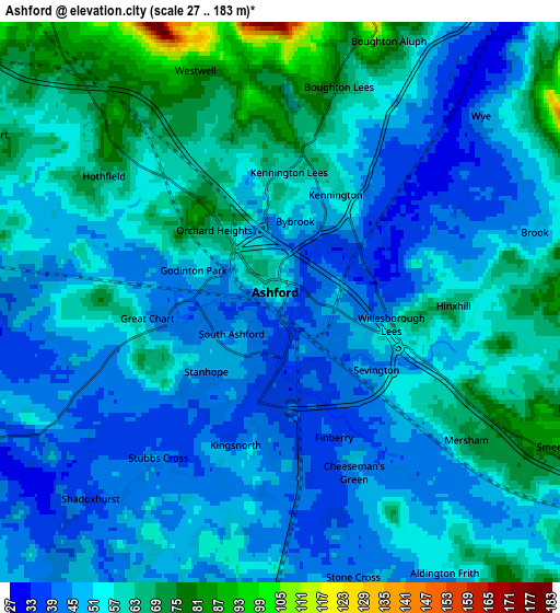 Zoom OUT 2x Ashford, United Kingdom elevation map