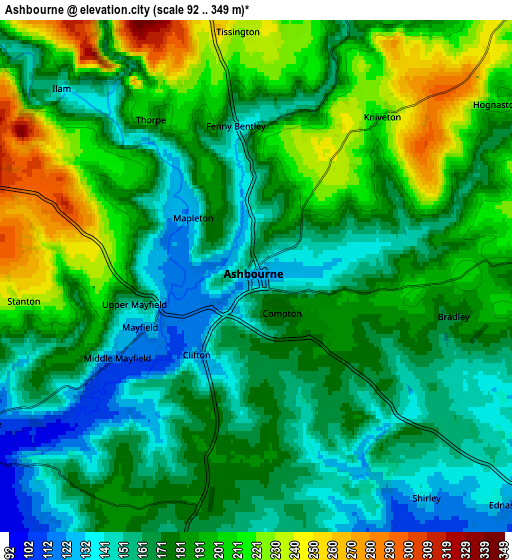 Zoom OUT 2x Ashbourne, United Kingdom elevation map