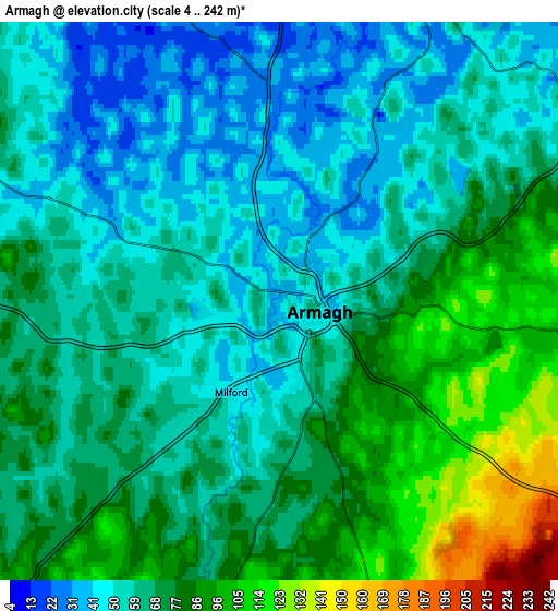 Zoom OUT 2x Armagh, United Kingdom elevation map