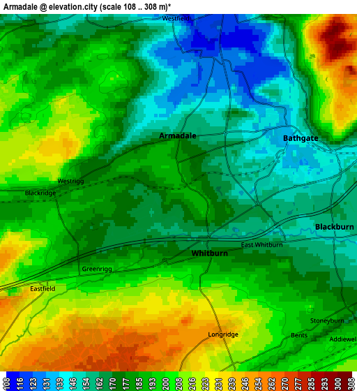 Zoom OUT 2x Armadale, United Kingdom elevation map