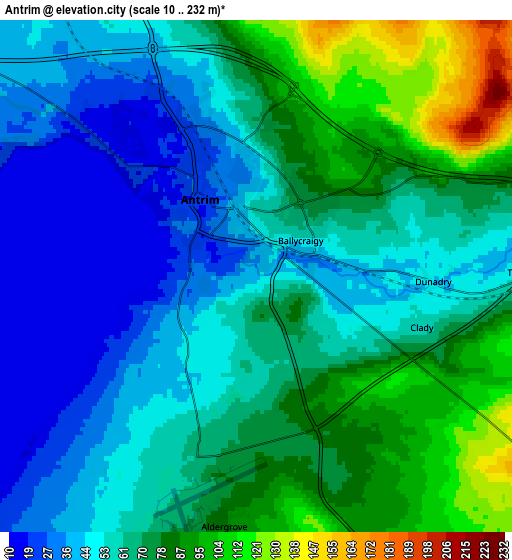 Zoom OUT 2x Antrim, United Kingdom elevation map