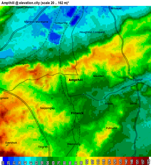 Zoom OUT 2x Ampthill, United Kingdom elevation map