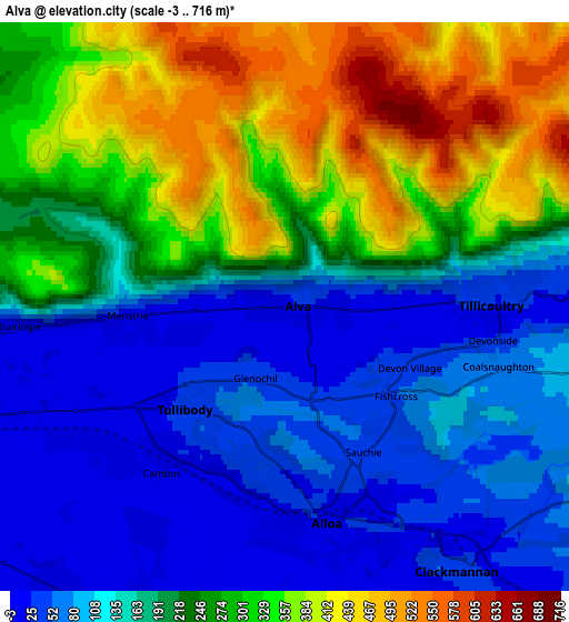 Zoom OUT 2x Alva, United Kingdom elevation map