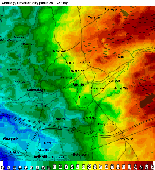 Zoom OUT 2x Airdrie, United Kingdom elevation map