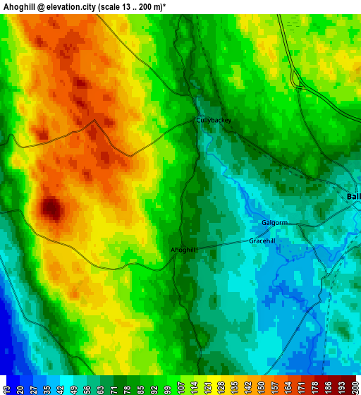 Zoom OUT 2x Ahoghill, United Kingdom elevation map
