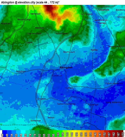 Zoom OUT 2x Abingdon, United Kingdom elevation map