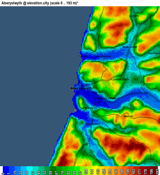 Zoom OUT 2x Aberystwyth, United Kingdom elevation map