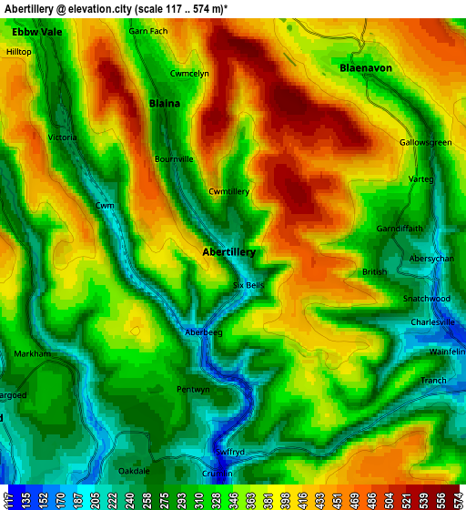 Zoom OUT 2x Abertillery, United Kingdom elevation map