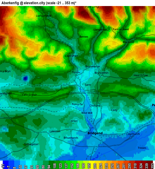Zoom OUT 2x Aberkenfig, United Kingdom elevation map