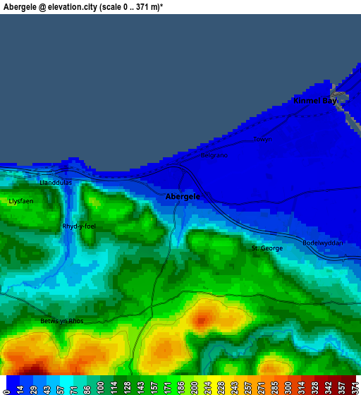 Zoom OUT 2x Abergele, United Kingdom elevation map