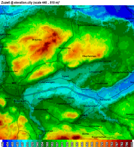 Zoom OUT 2x Zuzwil, Switzerland elevation map