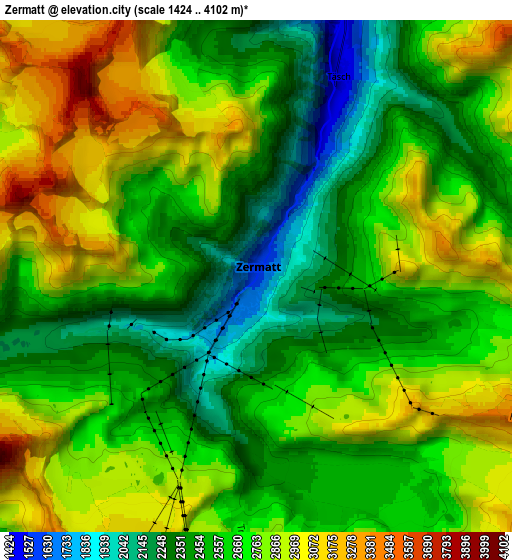 Zoom OUT 2x Zermatt, Switzerland elevation map