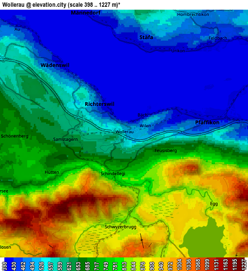 Zoom OUT 2x Wollerau, Switzerland elevation map