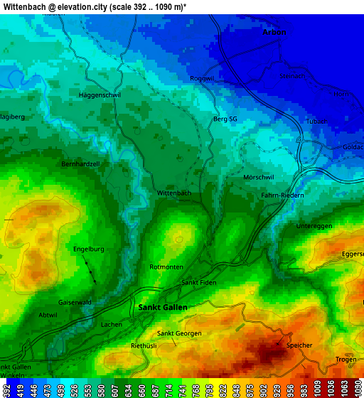 Zoom OUT 2x Wittenbach, Switzerland elevation map