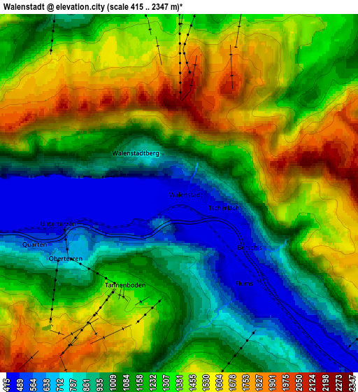 Zoom OUT 2x Walenstadt, Switzerland elevation map