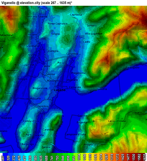 Zoom OUT 2x Viganello, Switzerland elevation map