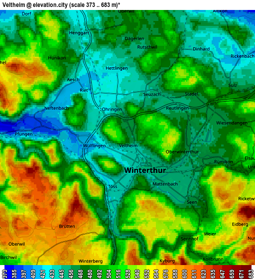 Zoom OUT 2x Veltheim (Kreis 5), Switzerland elevation map