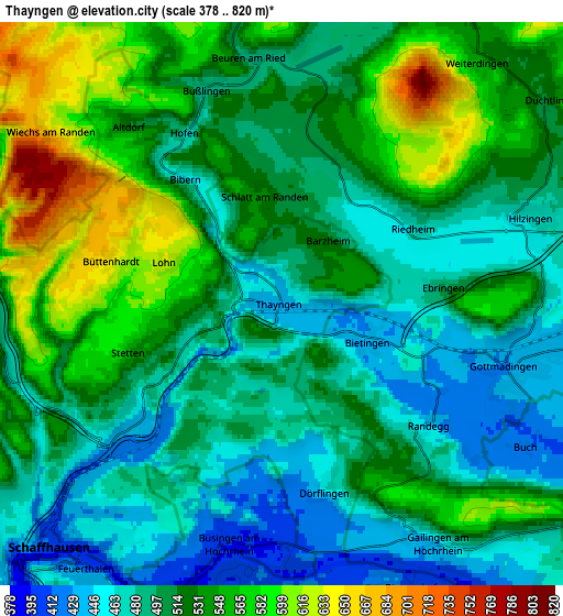 Zoom OUT 2x Thayngen, Switzerland elevation map