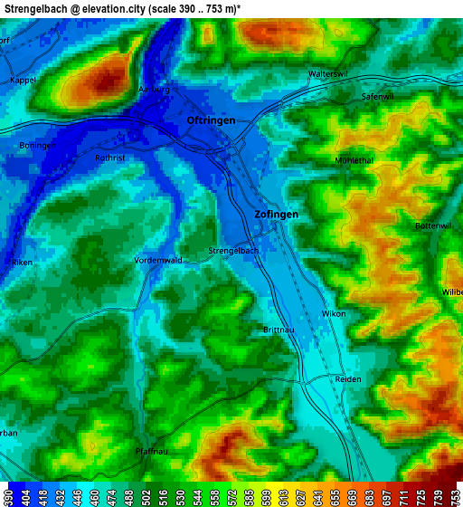 Zoom OUT 2x Strengelbach, Switzerland elevation map